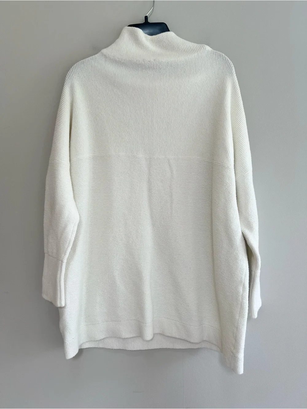 Free People Ottoman Slouchy Ribbed Stretch Knit Mock Neck Tunic Sweater Ivory, S